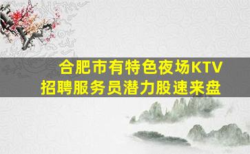 合肥市有特色夜场KTV招聘服务员潜力股速来盘